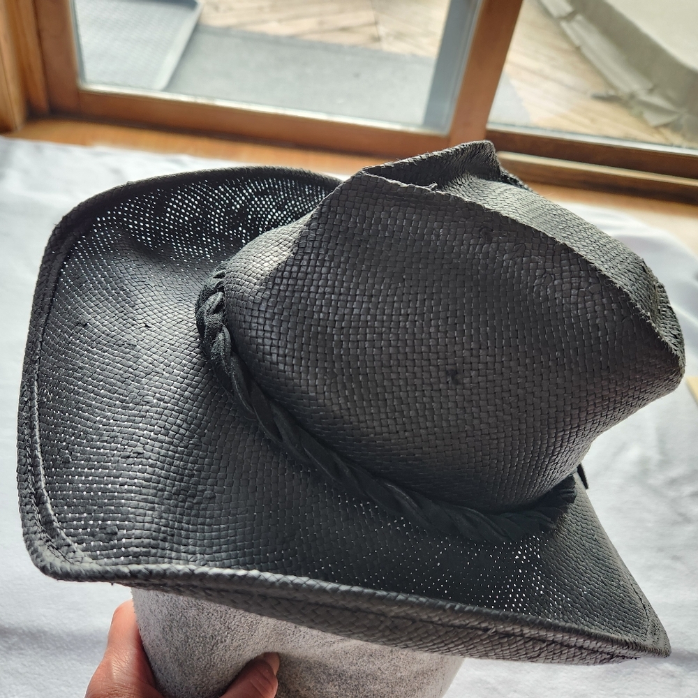 Shady Brady Black Raffia Hat